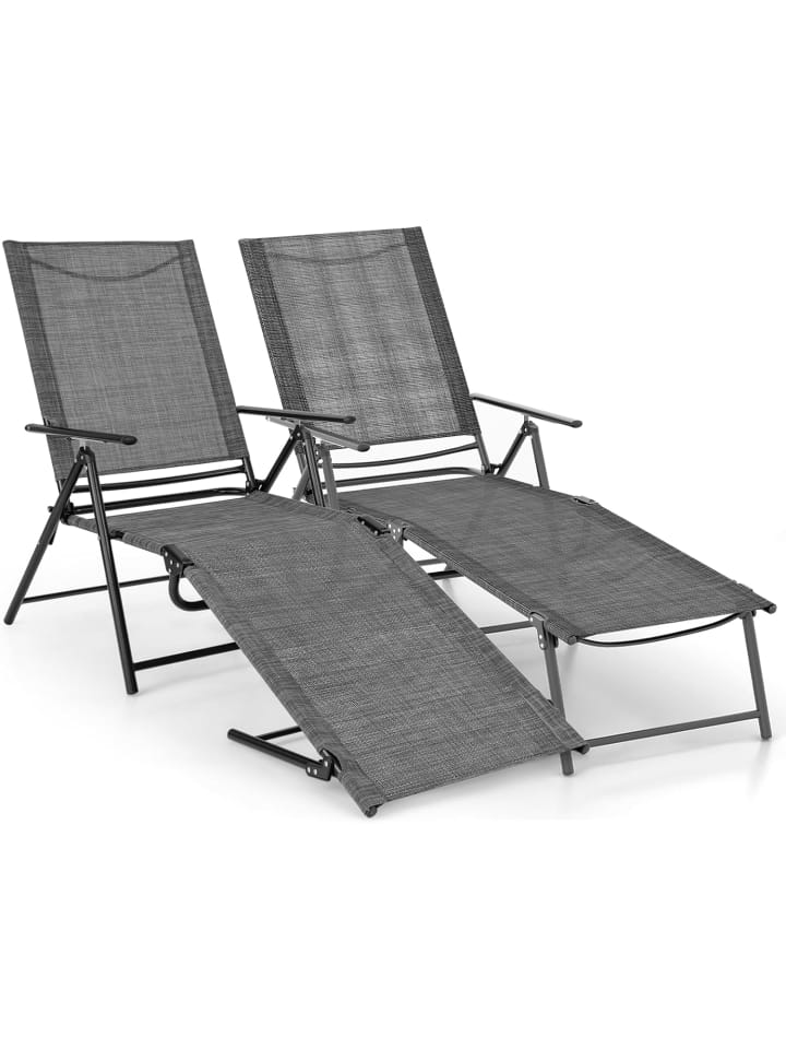 COSTWAY 2er Set Sonnenliege klappbar in Grau günstig kaufen onesize