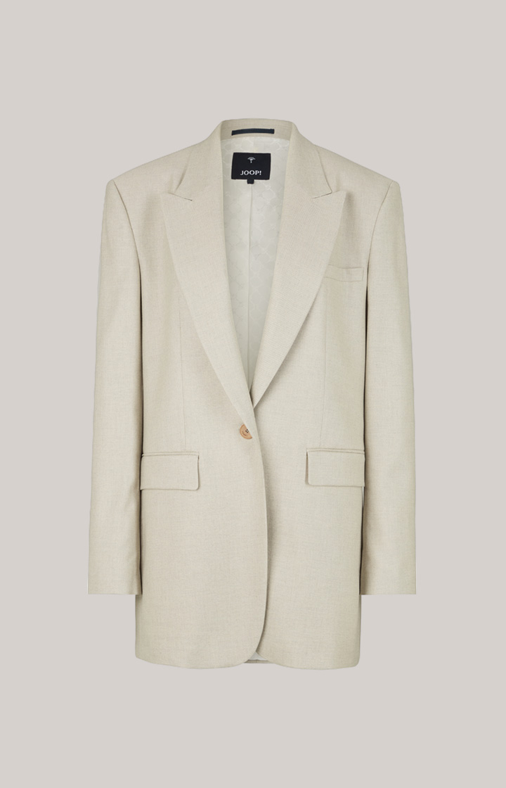 Jersey-Long-Blazer in Hellbeige meliert