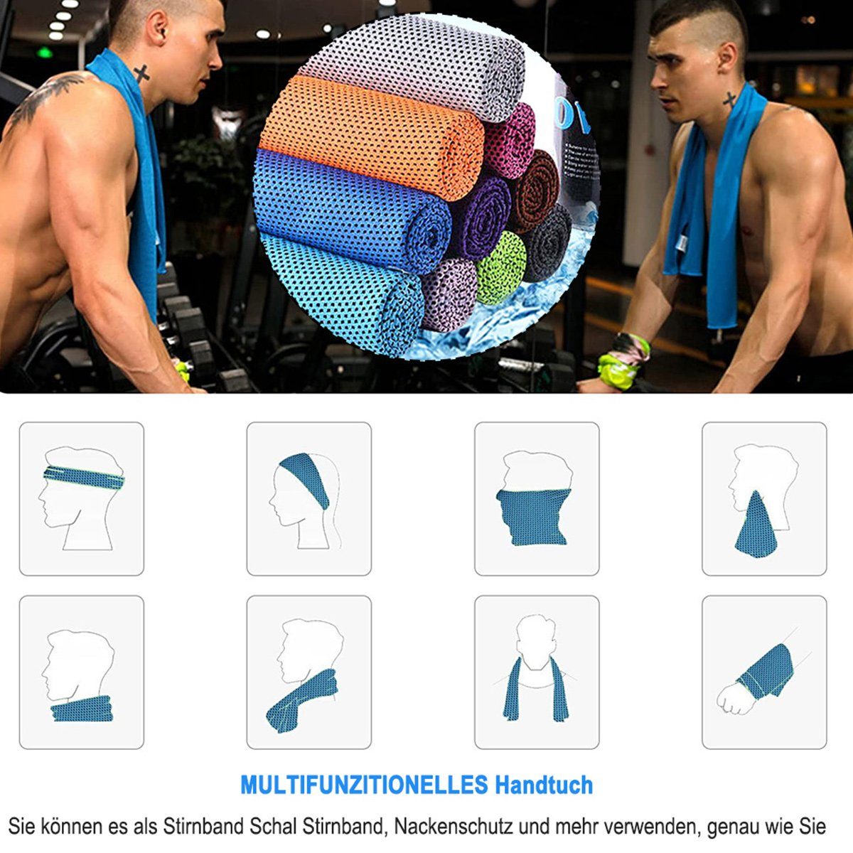 JedBesetzt Sporthandtuch Kühlendes Handtuch perfekt als Mikrofaser Sporthandtuch oder Kühltuch