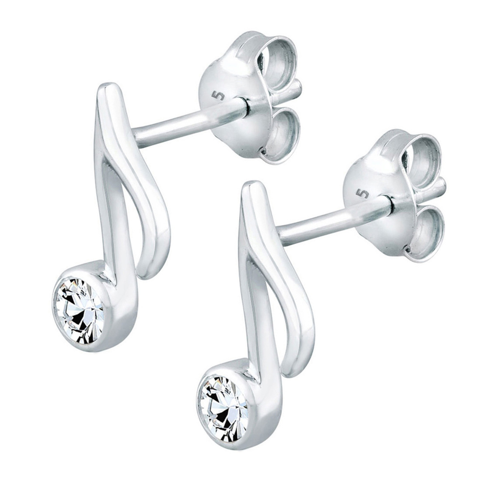 Elli Elli Boucles d'Oreilles Femmes Clous d'oreilles Note Musique avec Cristal en Arge Boucles d'oreilles