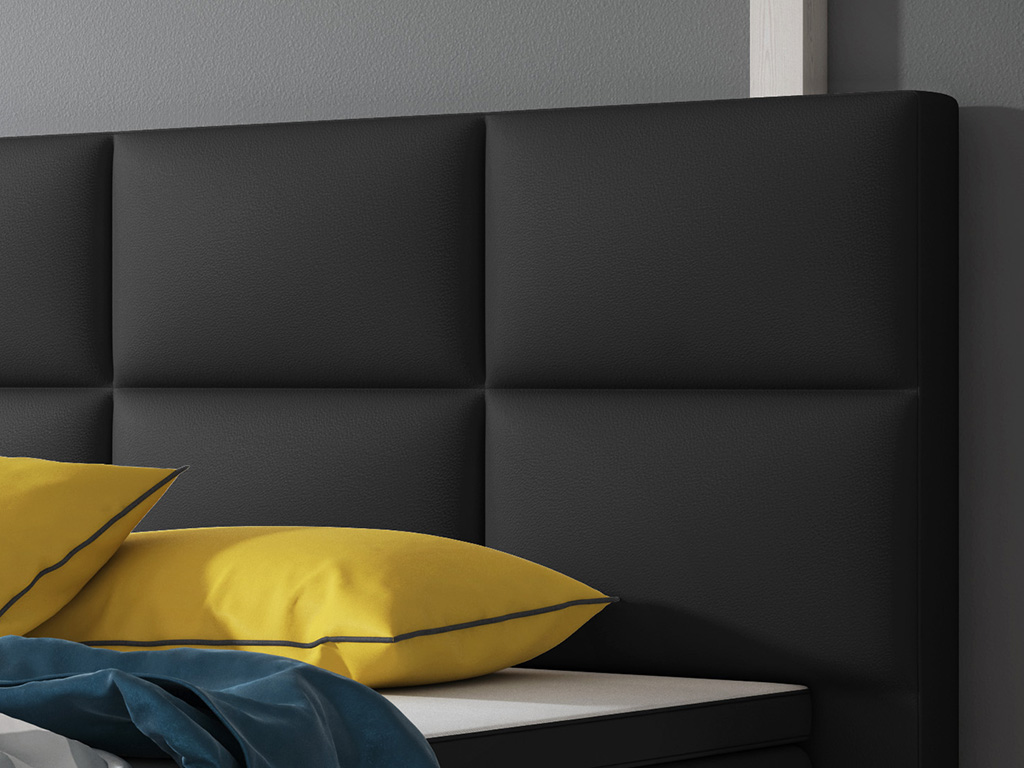 IHG Boxspringbett Miami 180x200 cm Kunstleder Schwarz