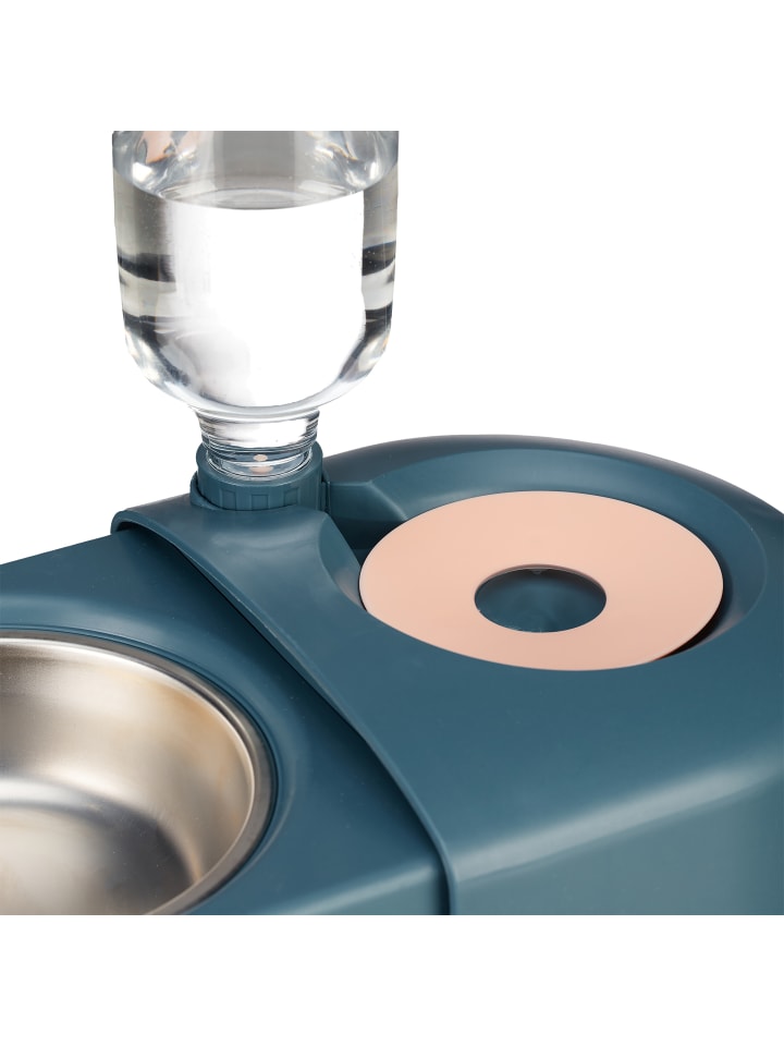 relaxdays Futternapf mit Wasserspender in Blau günstig kaufen onesize