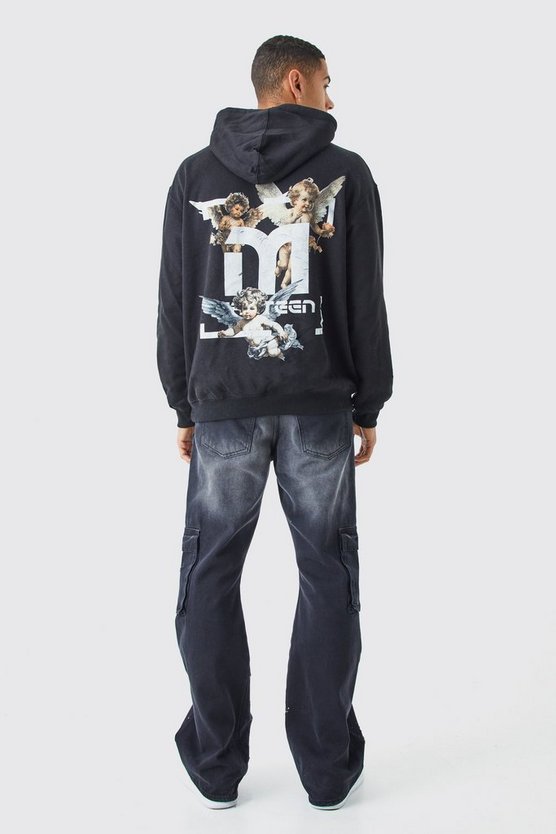 Oversize Hoodie mit Engel-Print