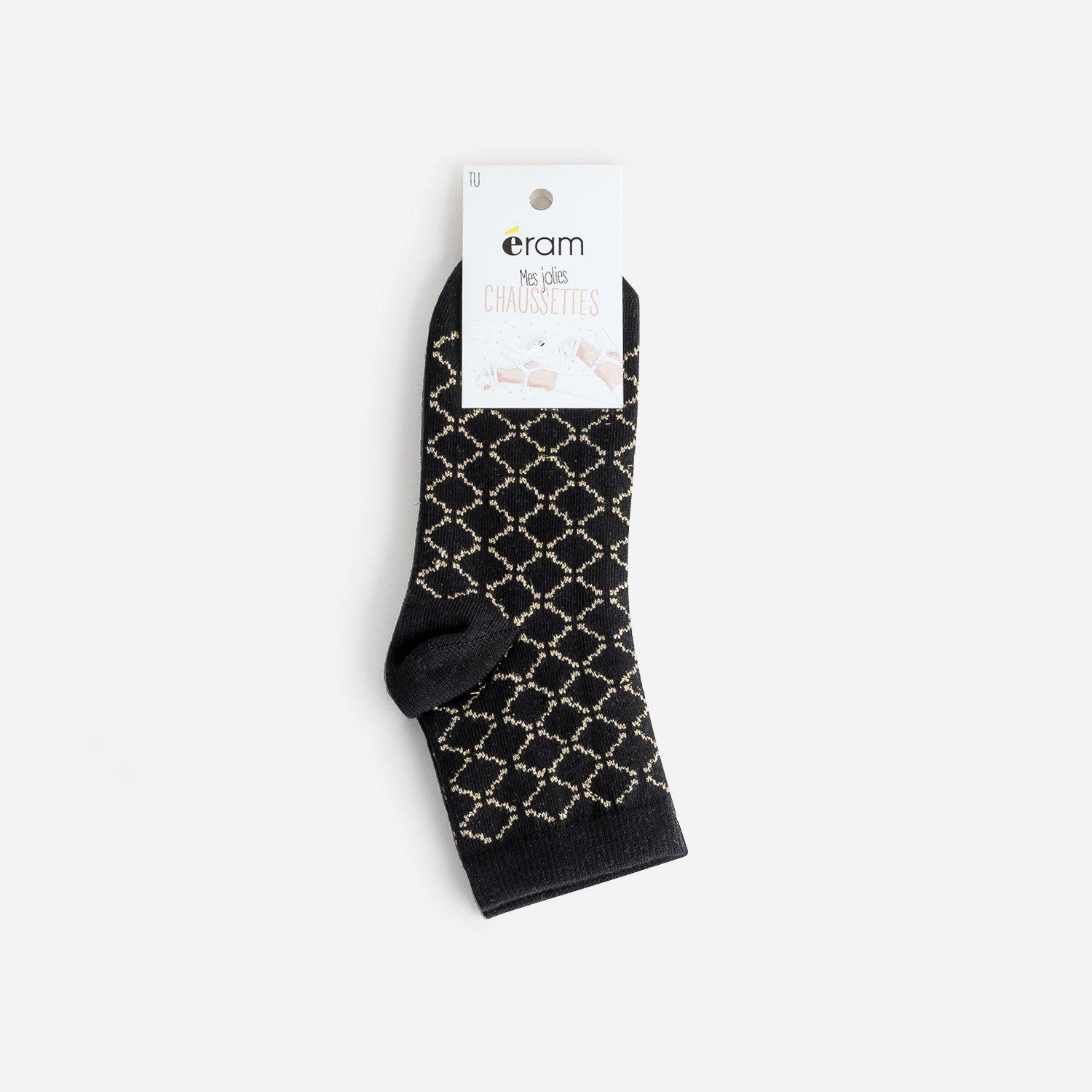 Chaussettes noires à motif graphique doré