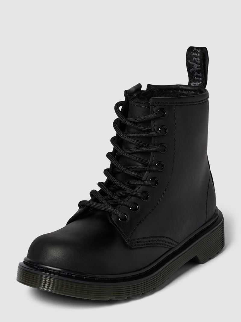 Schnürboots aus Leder mit Ziehschlaufe Modell 'SERENA' in schwarz