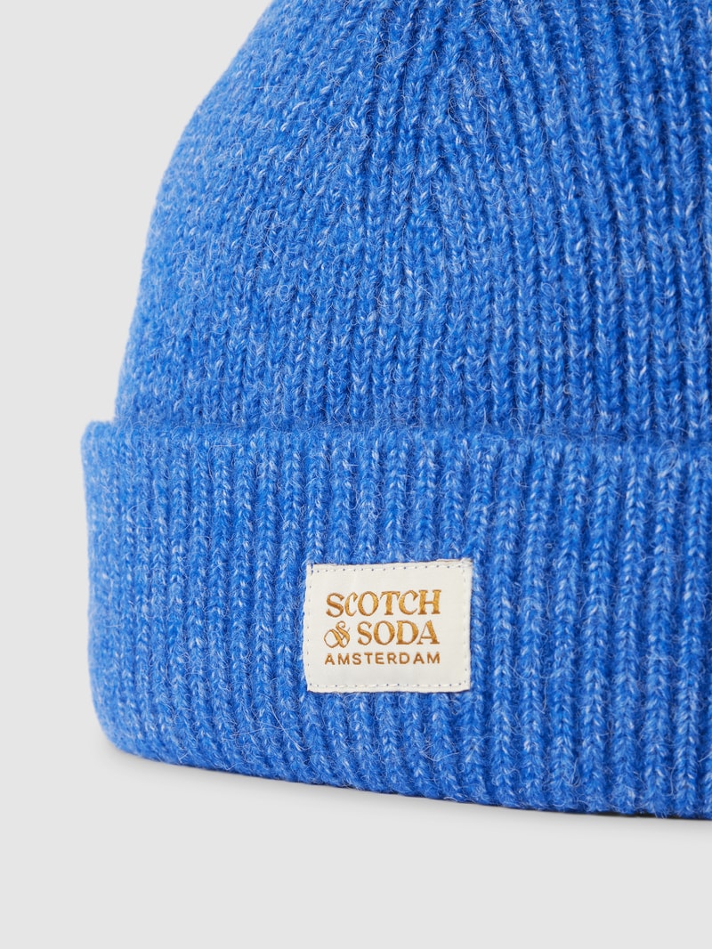 Unisex Strickmütze mit Label-Patch in anthrazit