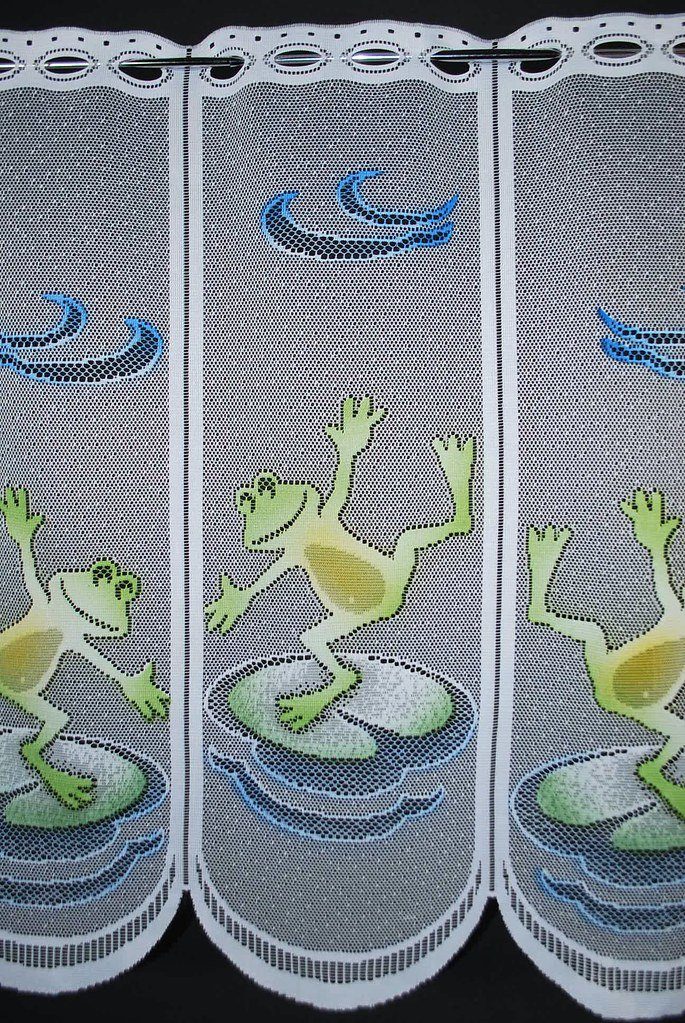 Scheibengardine nach Maß Frosch, Gardinen Kranzusch, Stangendurchzug (1 St), transparent, Stablöcher, transparent