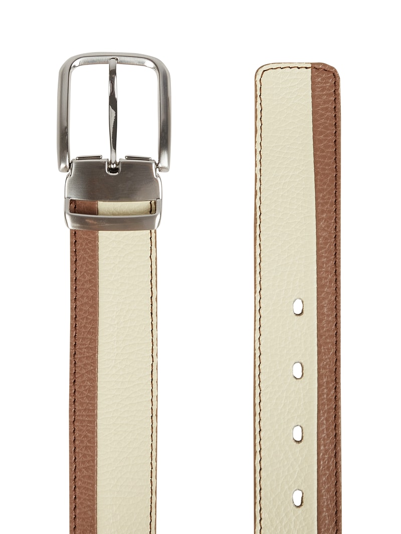 Ledergürtel mit Dornschließe in beige