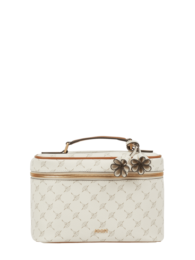 Kulturtasche mit Logo-Muster in ecru