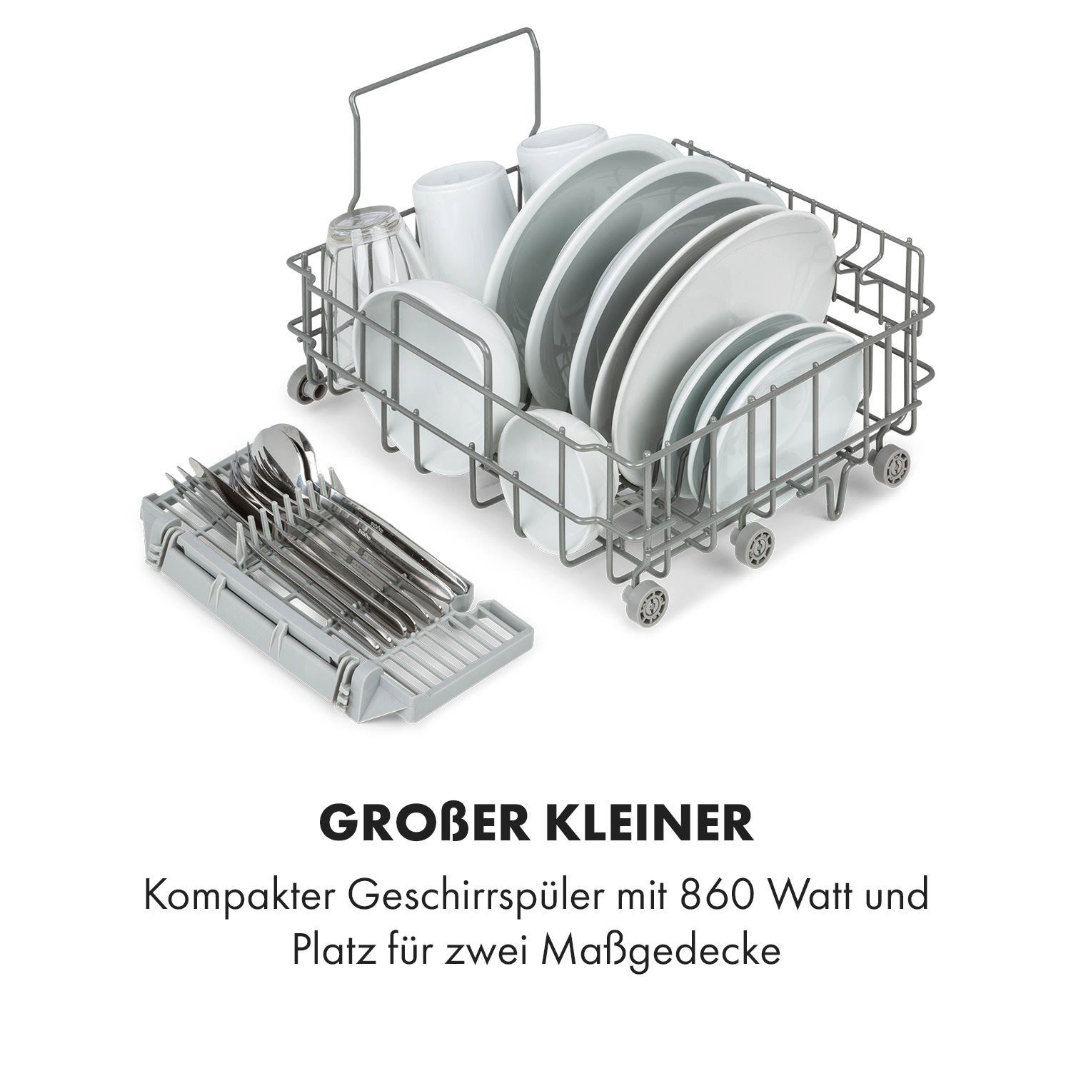 Klarstein Standgeschirrspüler Oceana Geschirrspüler freistehend installationsfrei 2 Gedecke 860W, 10035304, 6 l