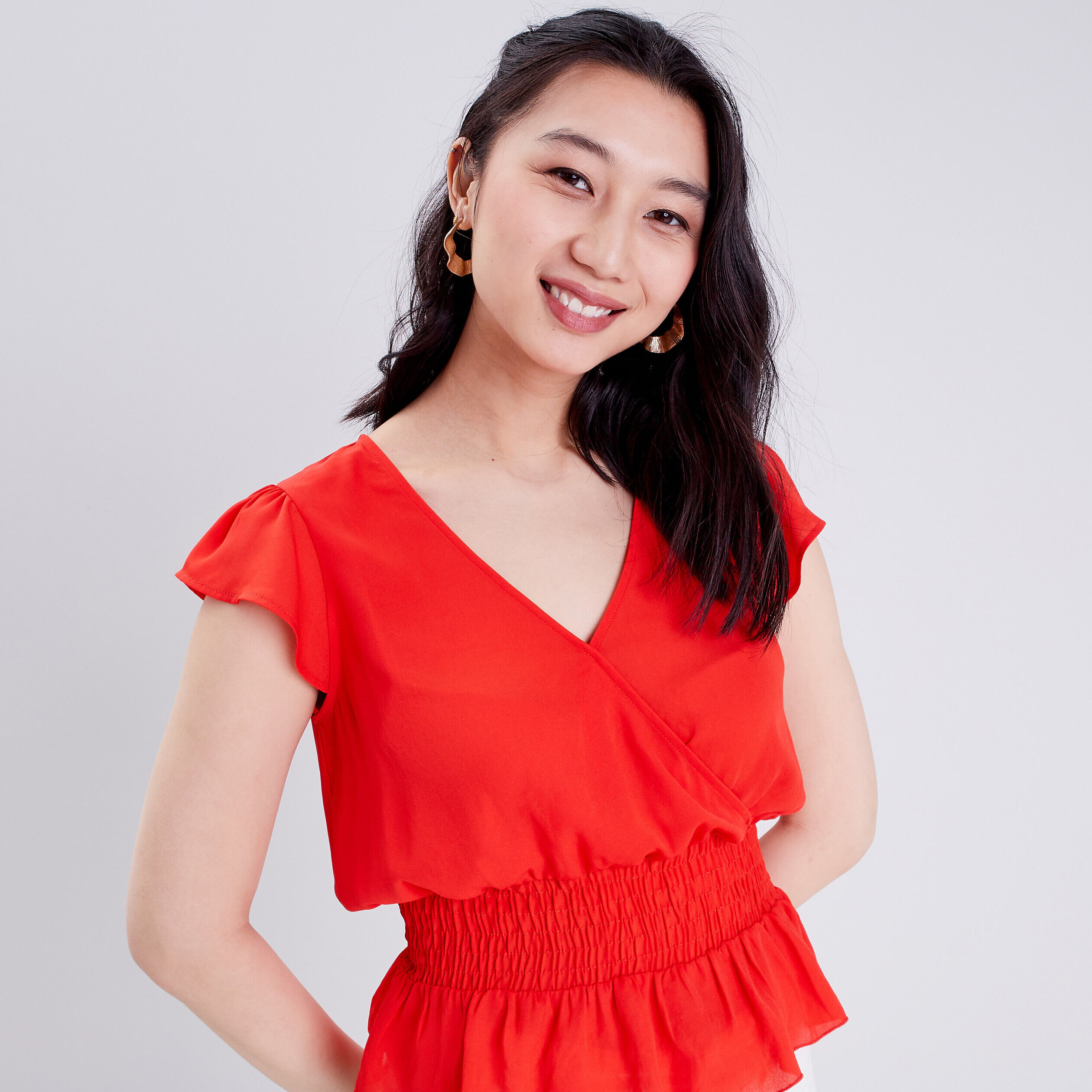 Blouse manches courtes orange femme | Cache Cache