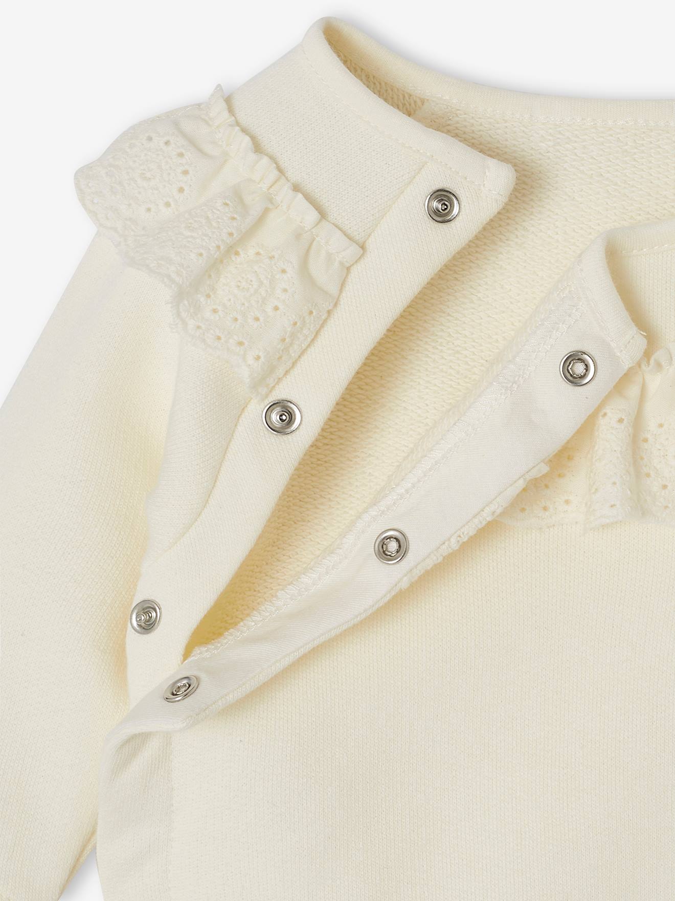 Vertbaudet Baby Sweatshirt mit besticktem Volant - wollweiß