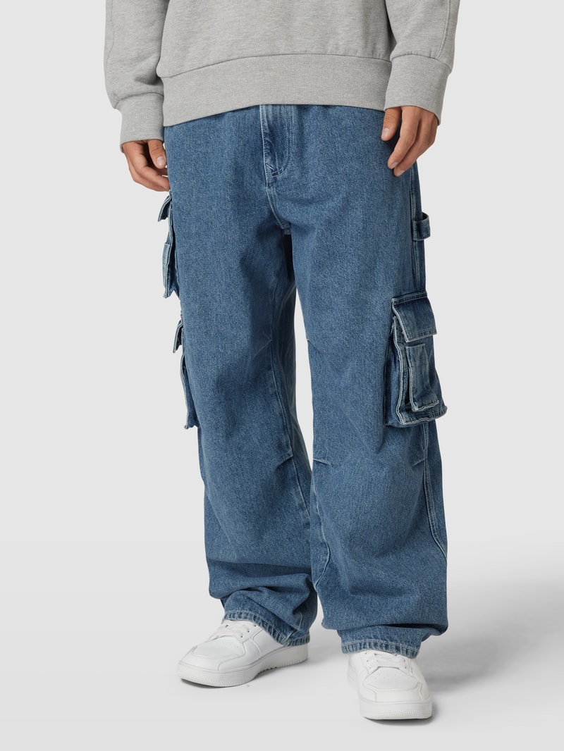 Super Baggy Fit Jeans mit aufgesetzten Taschen in blau