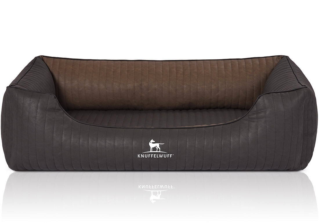 Knuffelwuff Hundebetten Knuffelwuff Orthopädisches Hundebett Rough Road aus laser-gestepptem marmoriertem Kunstleder schwarz/ braun XL