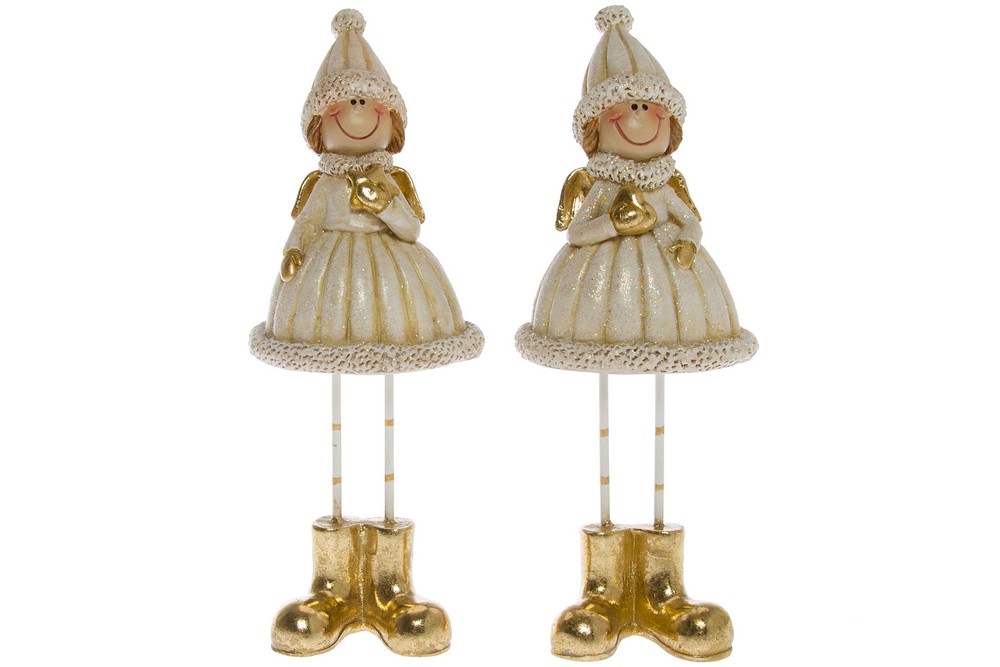 MyFlair My Flair 2er-Set Winterkinder, 18 cm - creme/gold