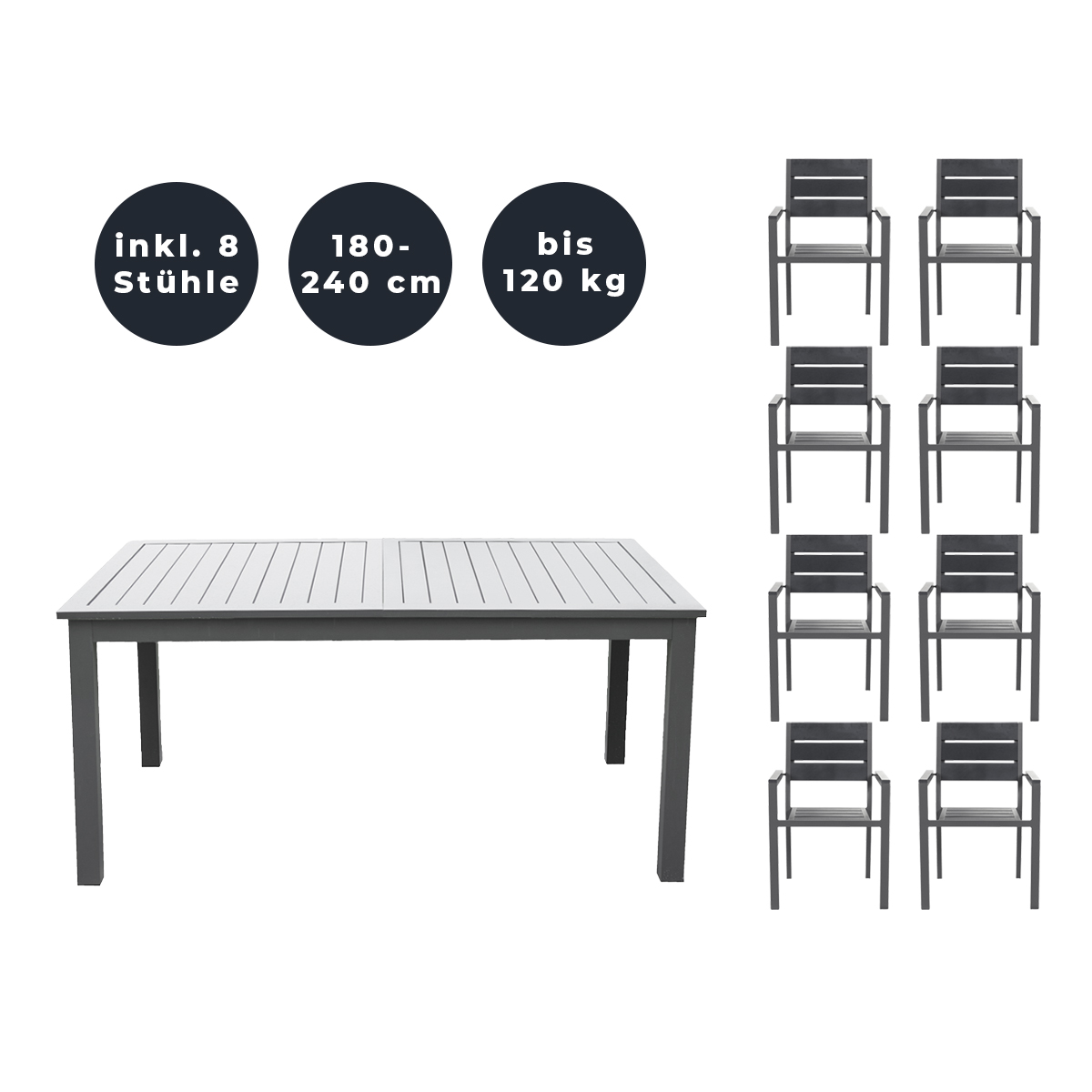 Home Deluxe Sitzgruppe CASA MADERA 8 Stühle
