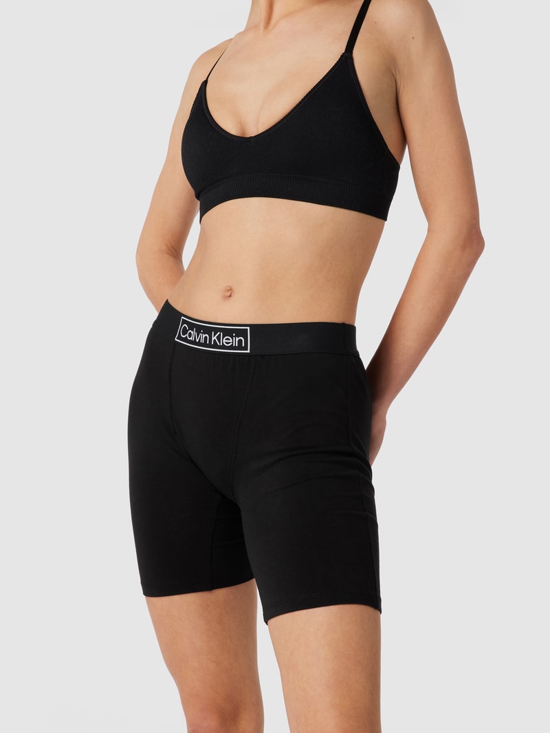 Pyjama-Hose mit Label-Schriftzug in schwarz