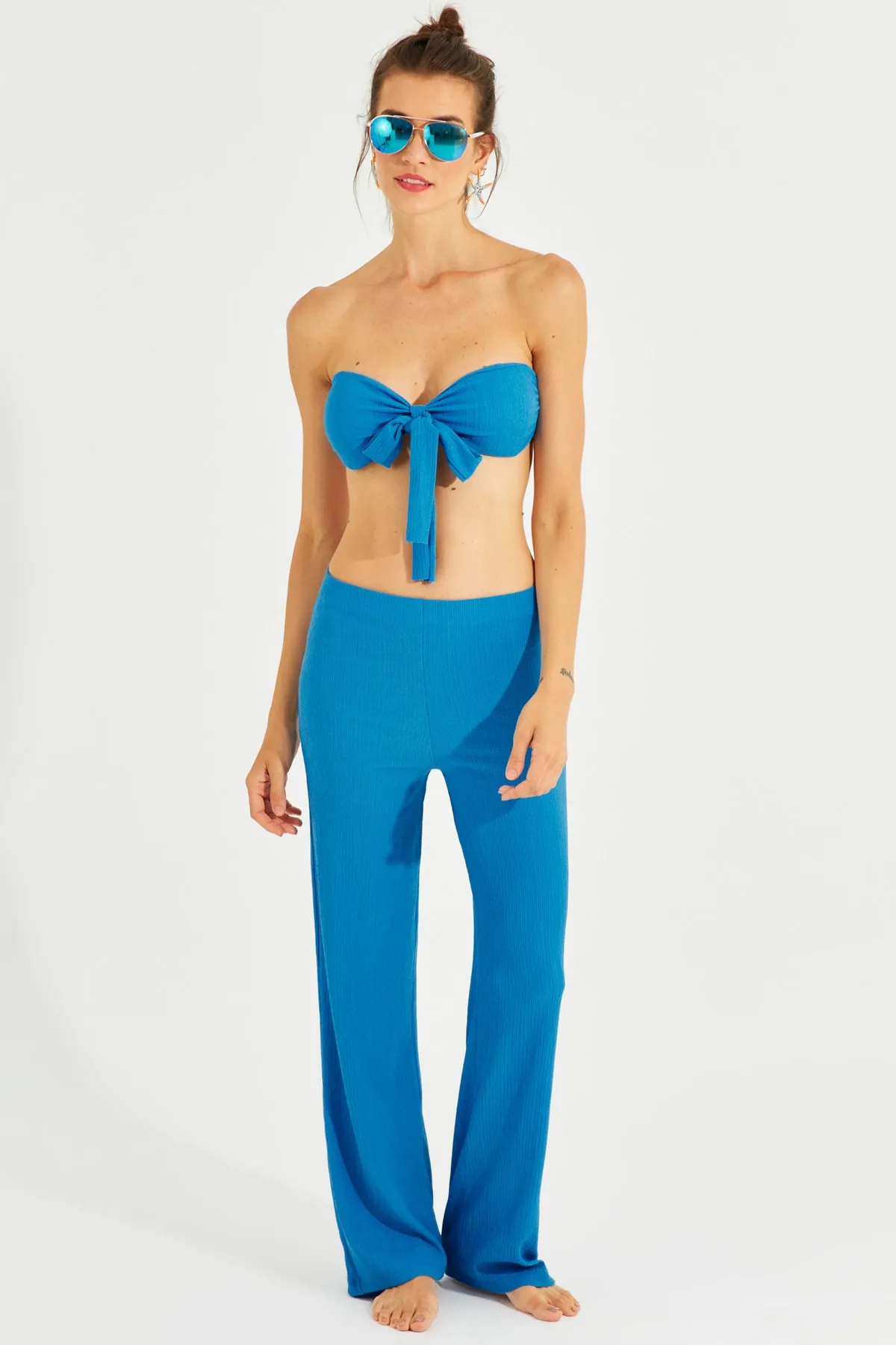 Cool & Sexy  Blaues Bustier-Hosen-Set für Damen YEL221225