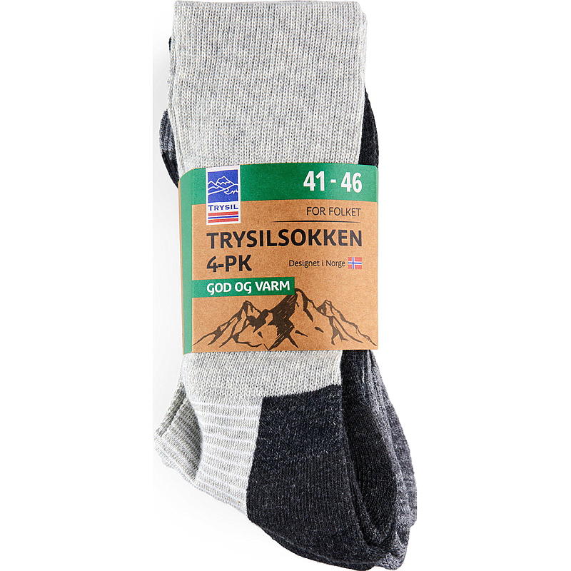 Trysil Trysilsokk 4-pk str 41/45 lysegrå