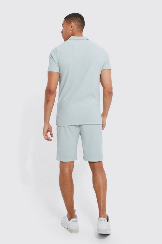 Geripptes Slim-Fit Ottoman Poloshirt
