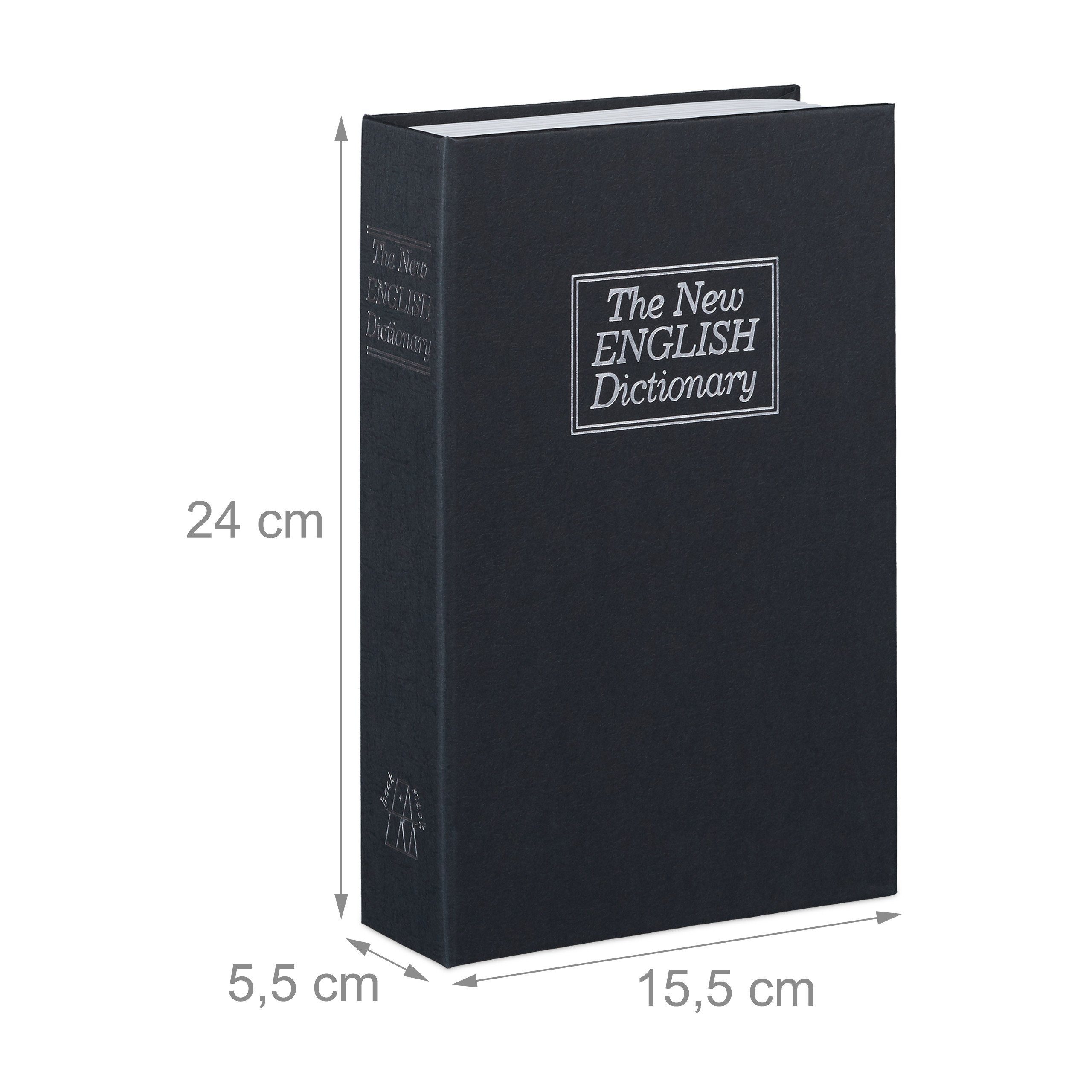relaxdays Buchtresor Buchtresor als Wörterbuch mit Schlüssel, Schwarz