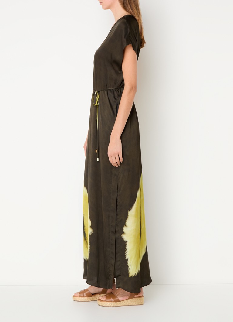 Vestido túnica largo Vanilia con cinturón de lazo y estampado