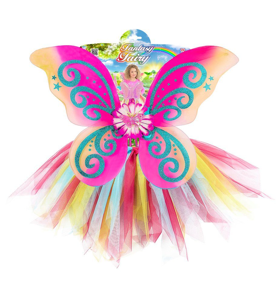 Widmann S.r.l. Feen-Kostüm Magic Fairy Feen Schmetterling Kinder Kostüm Set 4-tlg. - Regenbogen