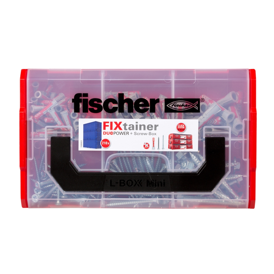 Fischer 536162 FIXtainer - DUOPOWER sortiment hmoždiniek a skrutiek 105 kusov