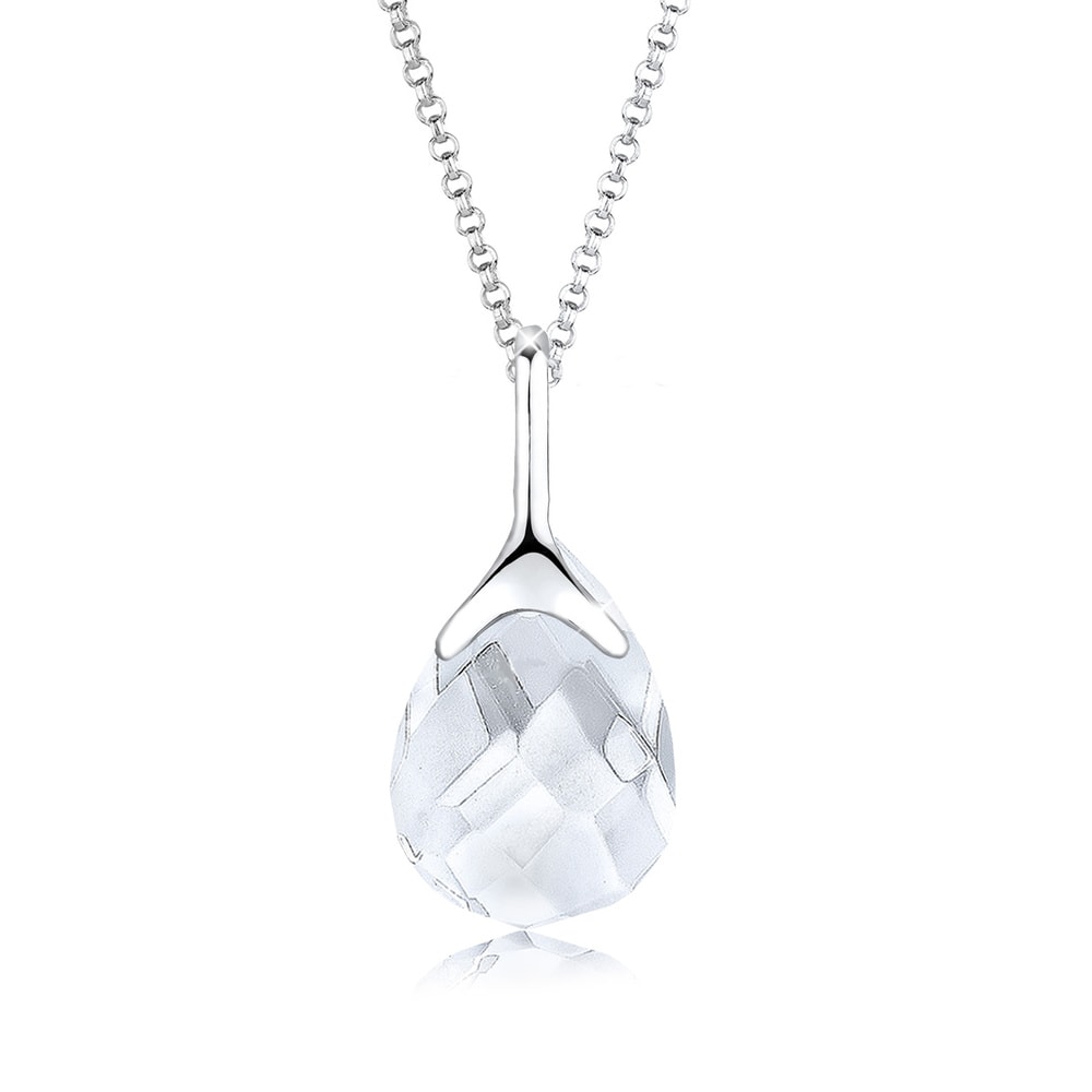 Elli Elli Collier Femme Gouttes Classiques Cristal de Roche  en Argent Sterling 925 collier
