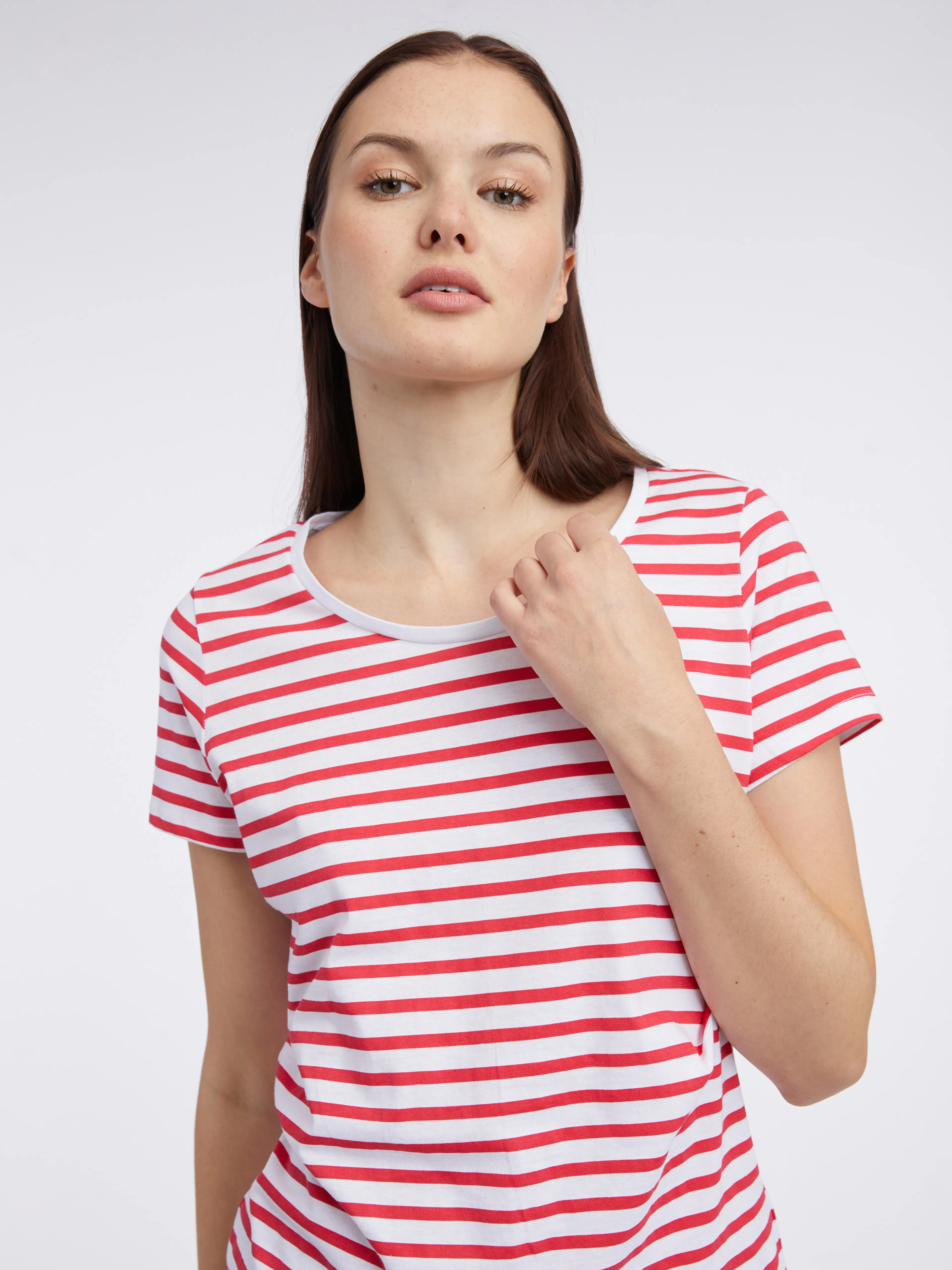 Weiß-rot gestreiftes Damen-Shirt ORSAY