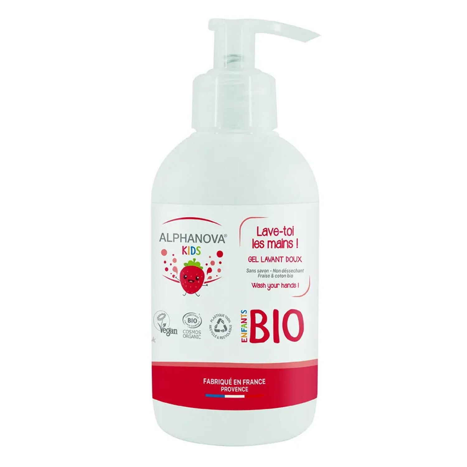 Alphanova Lave-Toi les Mains ! Alphanova Kids ® Gel Lavant Mains Bio à la Fraise 250 ml