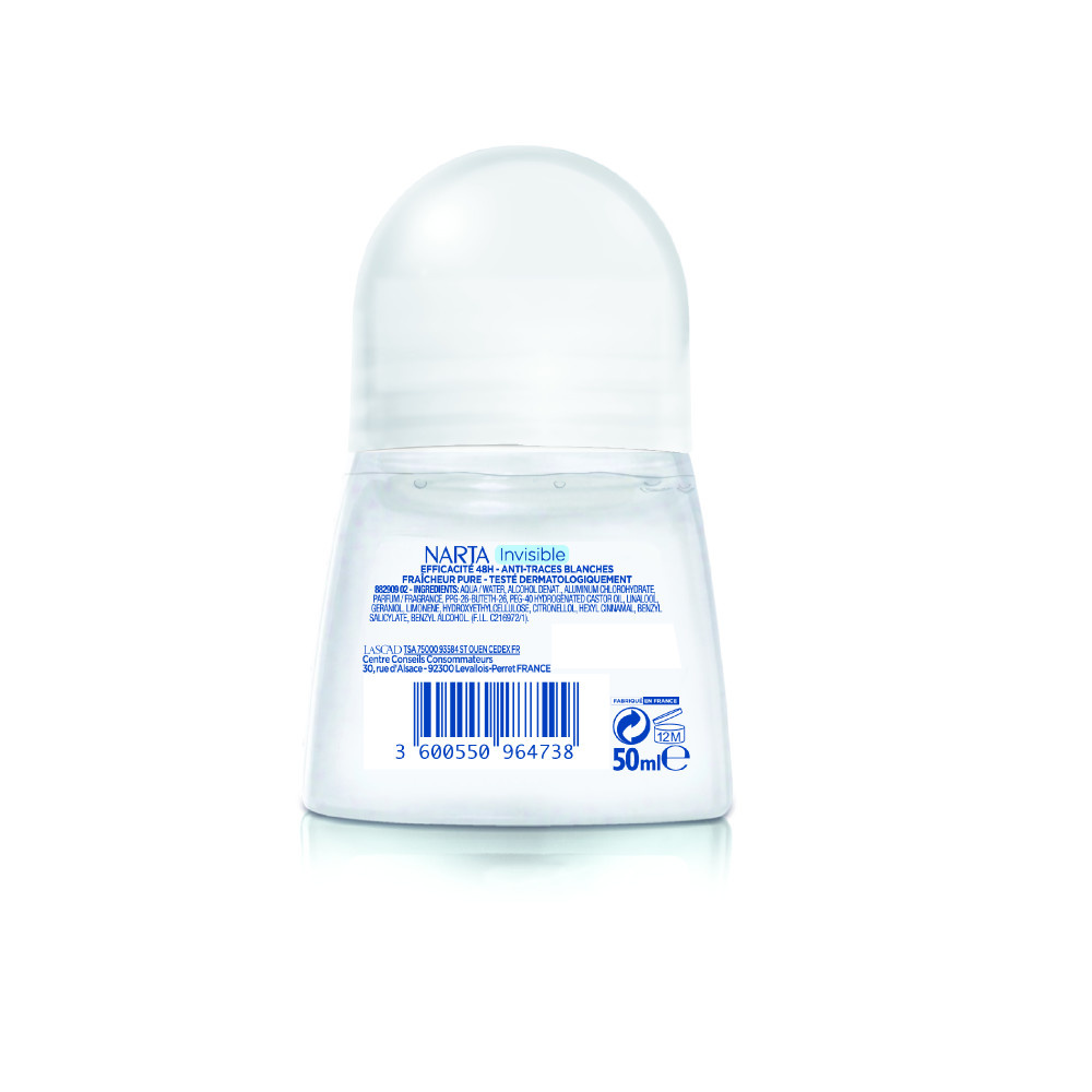 NARTA Narta Invisible Déodorant Bille Femme Anti-traces blanches Efficacité 48h