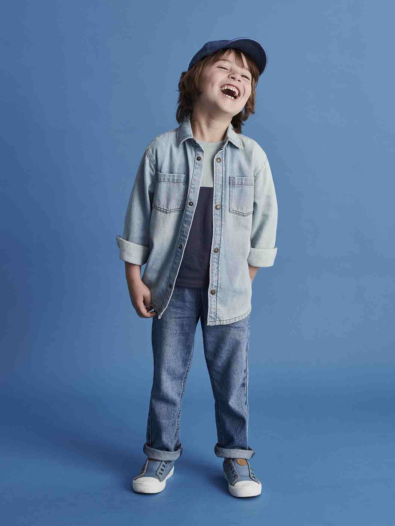 Vertbaudet Weite Jungen Jeans mit Schlupfbund Oeko-Tex - grauer denim