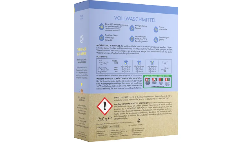 everdrop Vollwaschmittel Pulver 760 g