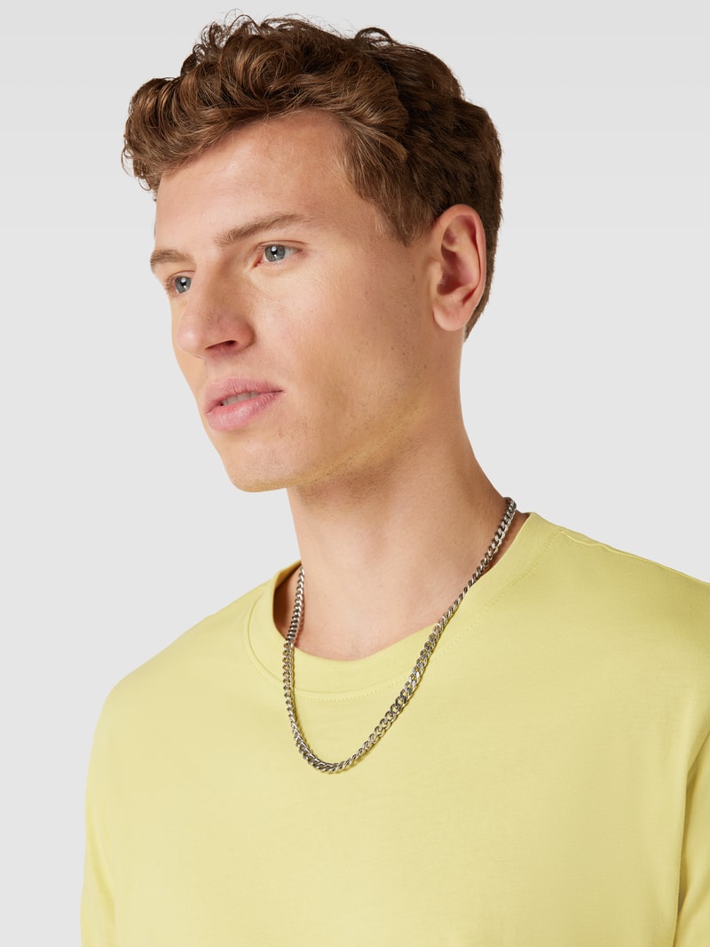 T-Shirt aus Baumwolle mit Label-Detail Modell 'BADGE' in hellgelb