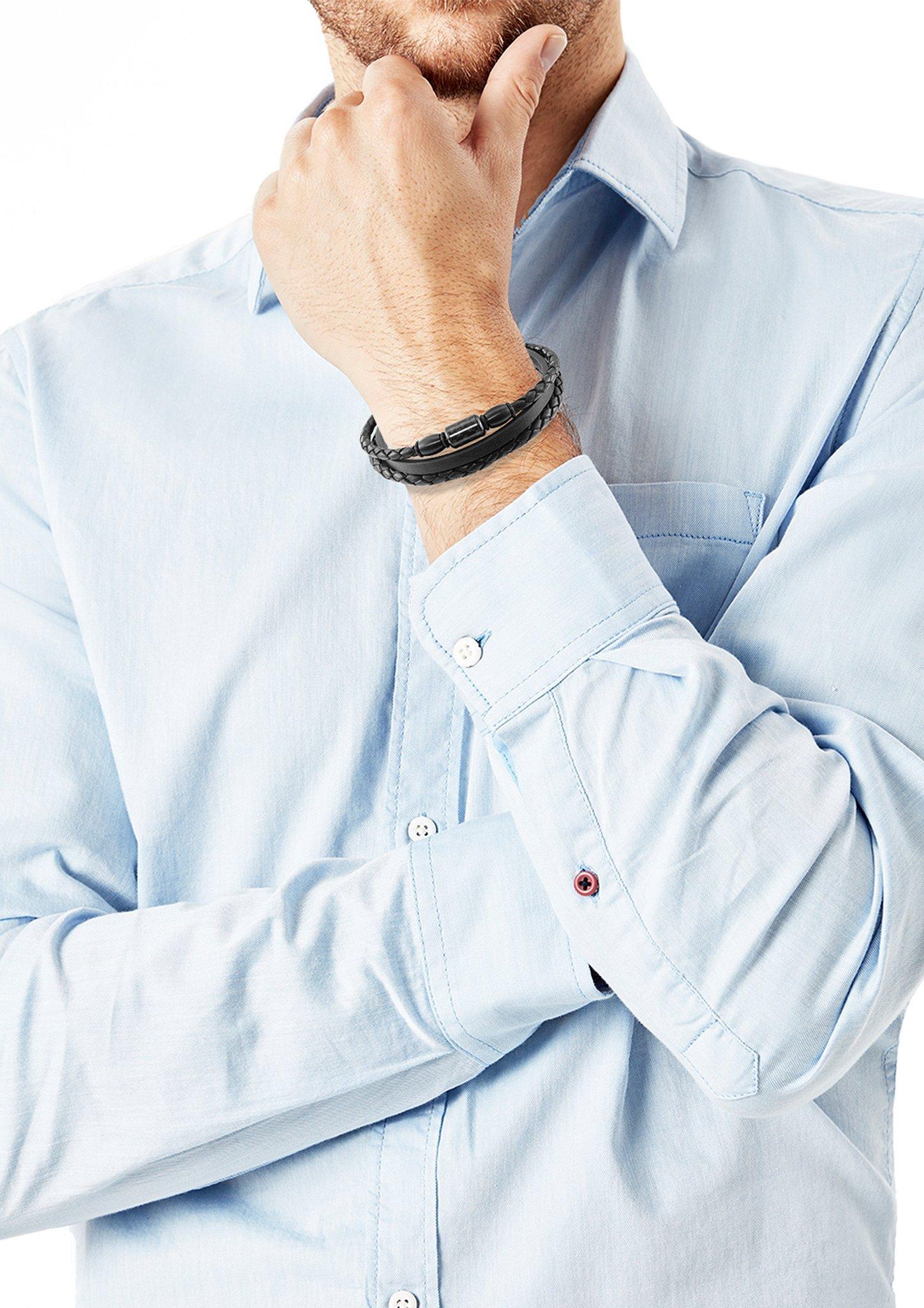Lederarmband mit Edelstahl  272.808.6412.3724-99B0