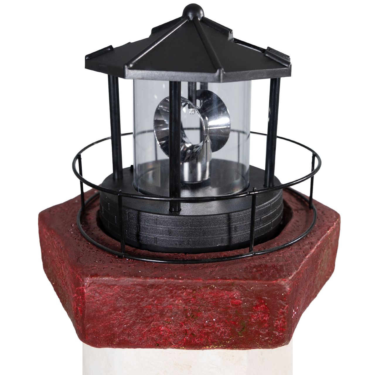 Lemodo Leuchtturm MARITIM mit Solar-Rundum-Leuchte in rot
