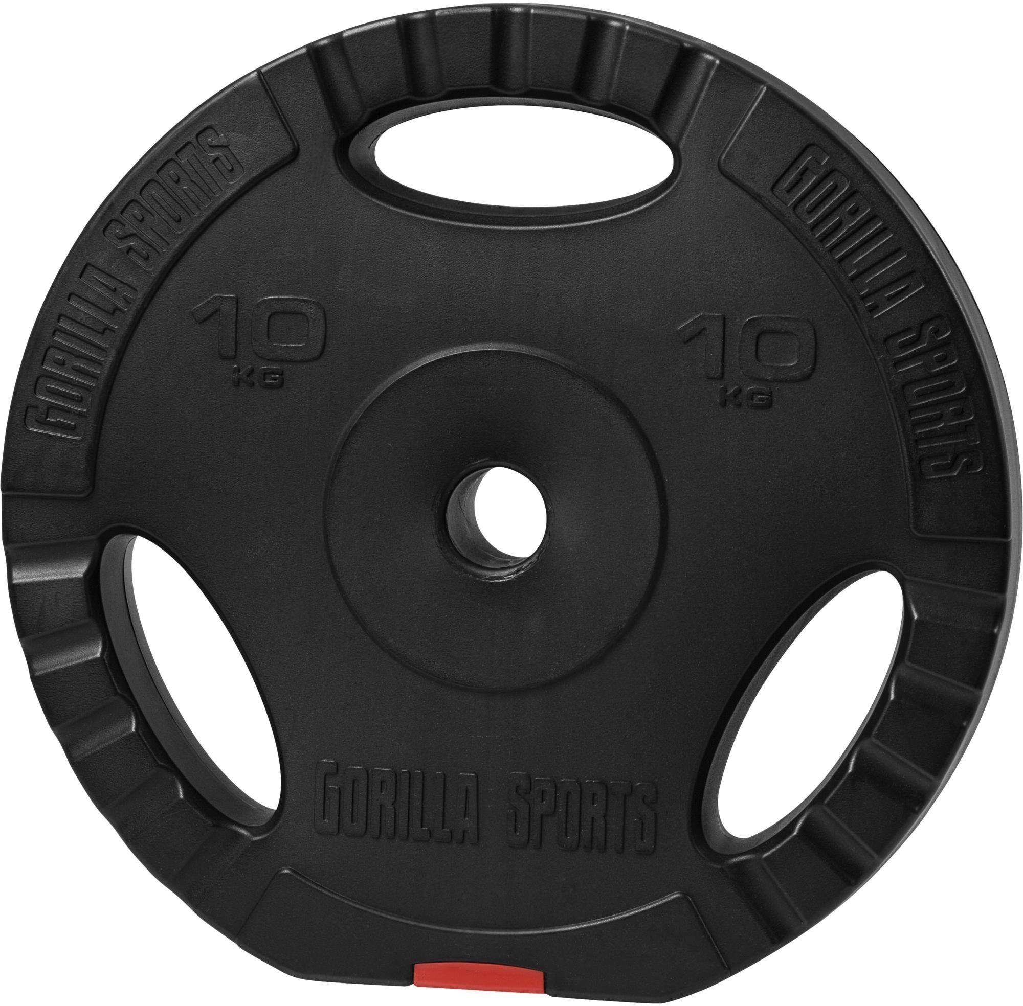 GORILLA SPORTS Hantelscheiben Hantelscheibe Kunststoff Gripper 10 kg, 10 kg