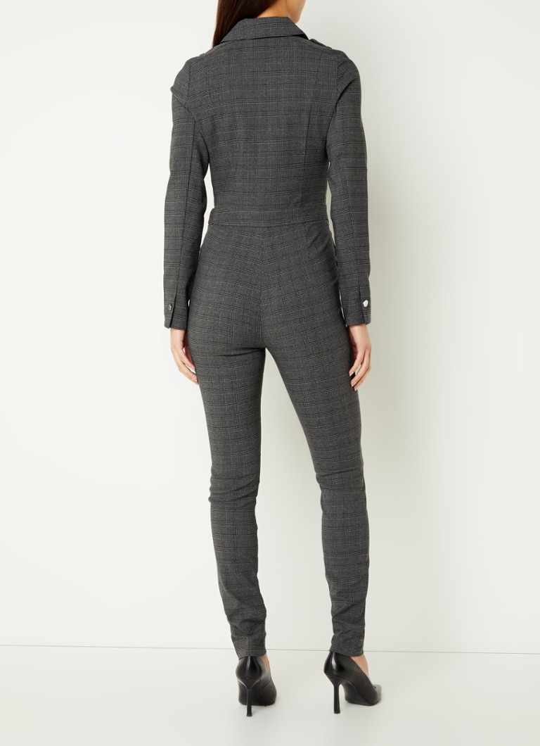 NIKKIE Alaska skinny fit jumpsuit with check pattern and side pockets