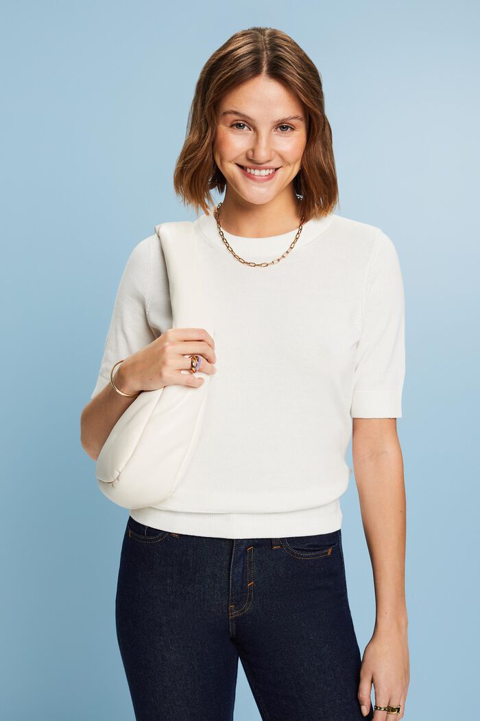 Kurzärmliger Pullover mit Rundhalsausschnitt