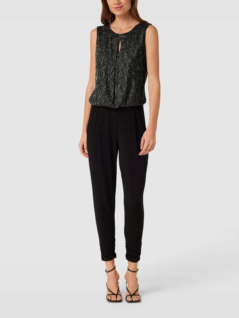 Jumpsuit mit Schlüsselloch-Ausschnitt in metallic schwarz