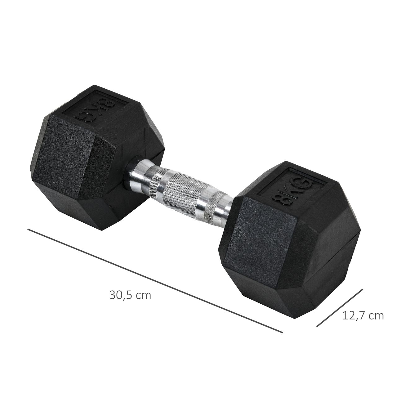 HOMCOM 2er-Set Gummi-Hantel Fitness Hantel Kurzhantel für Trainingsraum schwarz 8 KG