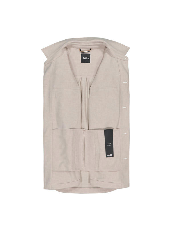 BOSS Black, Overshirt, Relaxed Fit, Wolle, creme-greige meliert