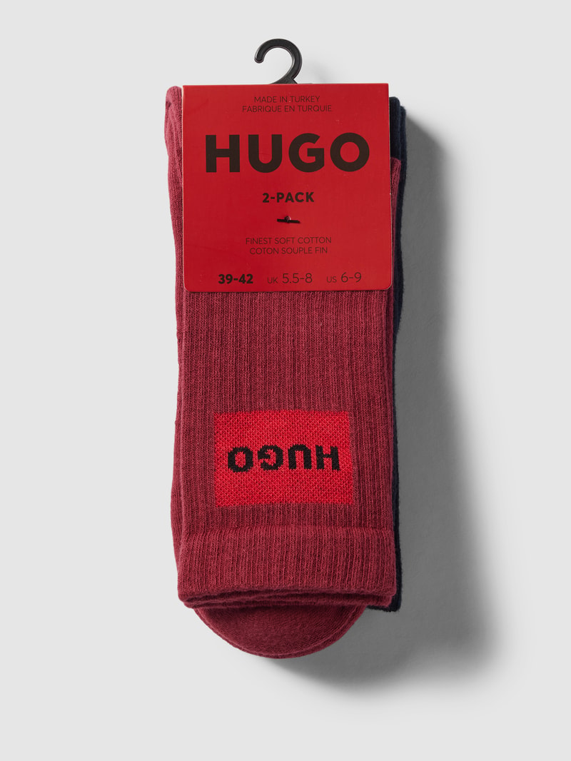 Socken mit Label-Stitching im 2er Pack in bordeaux rot