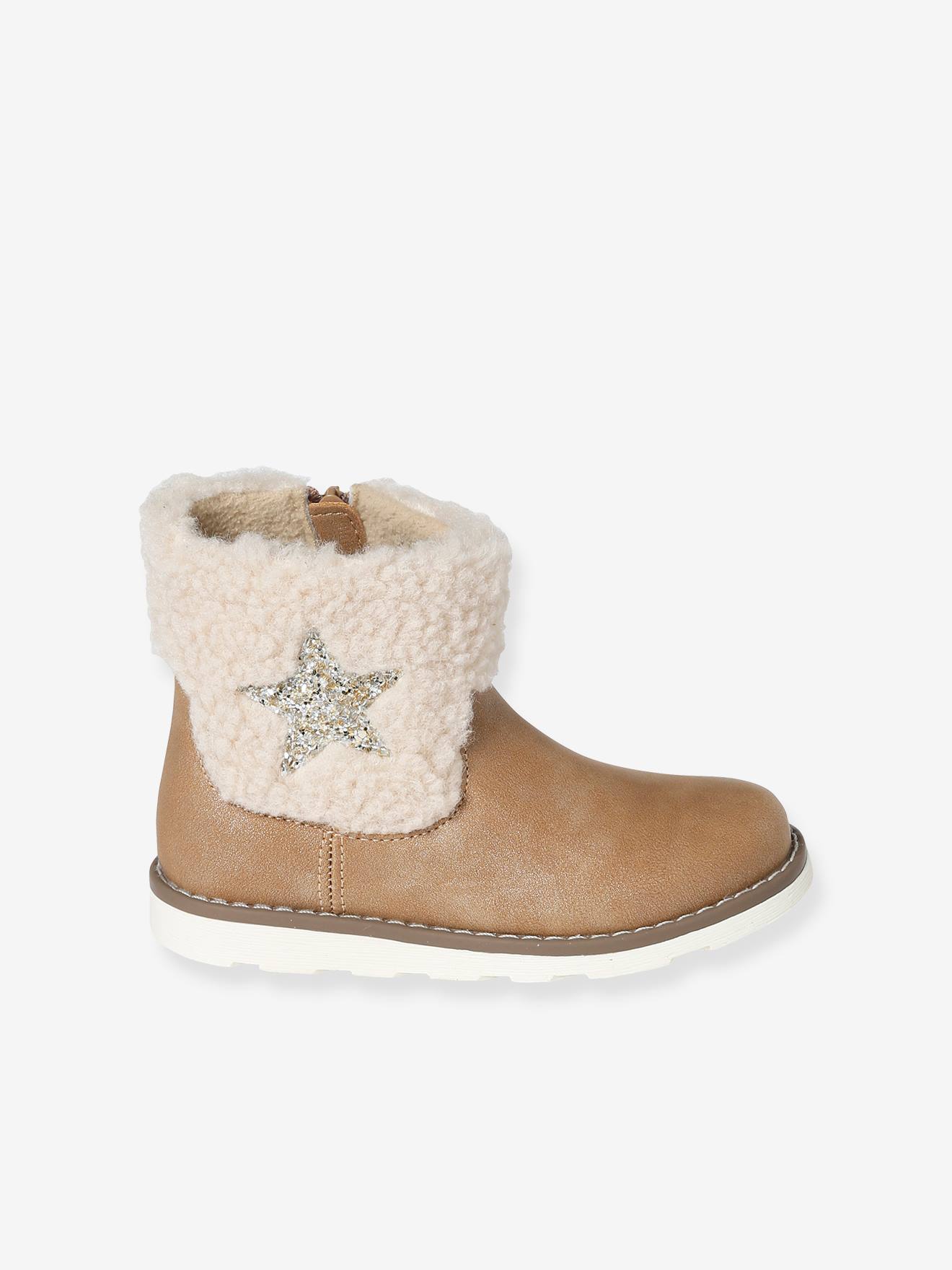 Boots fourrées zippées fille collection maternelle taupe