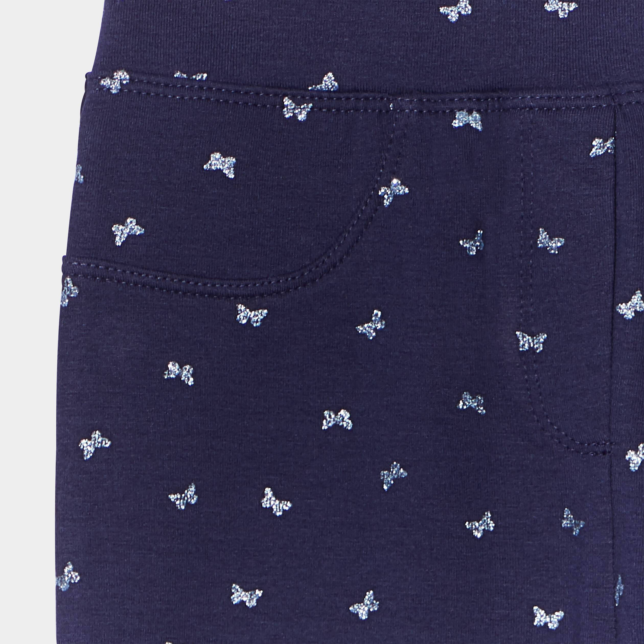 Pantalon flare taille élastiquée bleu marine fille | La Halle