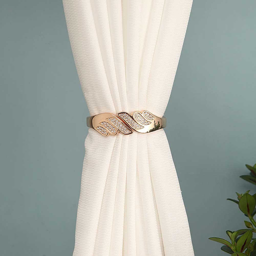 Raffhalter 2 Stück Metallisches Flügeldesign Vorhanghalter, Wunderwelt, Dekorative Vorhänge, (Schöner Innenraum-Dekorationsvorhanghaken, goldener Vorhanghaken, 1-tlg., Vorhang Raffhalter Feder Drape Halter Clip), für Zuhause Schlafzimmer Büro Dekorat
