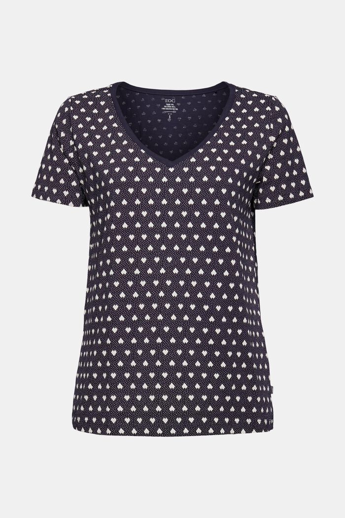 Gemustertes T-Shirt mit V-Ausschnitt