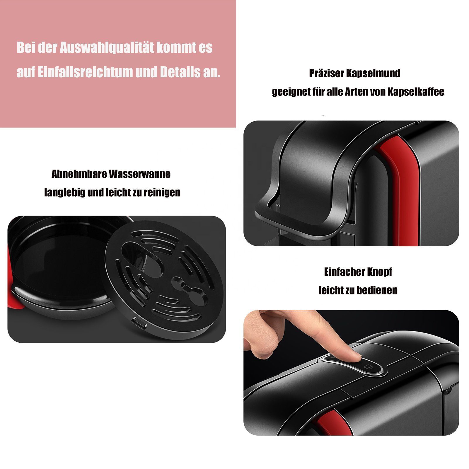 KREATE Kapselmaschine 4-in-1-Kapselkaffeemaschine mit 4 Brühbechern, Espressomaschine, 0.6l Kaffeekanne, für Nespresso Original/Dolce Gusto/Mixed Coffee und ESE-Pads, 19 bar, 1450 W 36cm * 15.5cm * 33.2cm, Geeignet für Büro, Zuhause, Männer und Fraue
