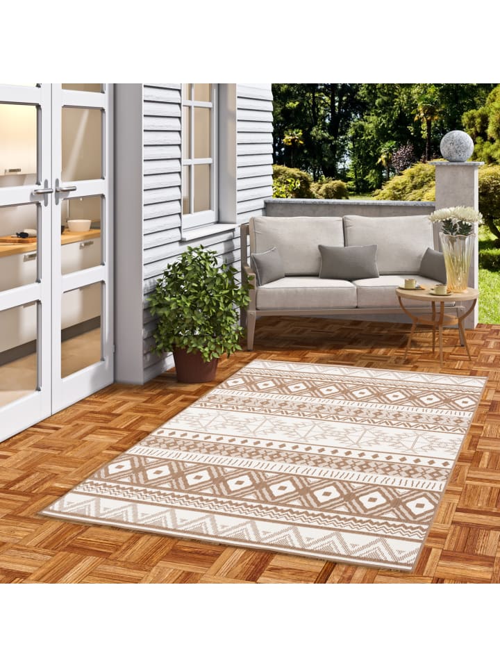 Pergamon In- und Outdoor Teppich Beidseitig Cape Cod  Ethno in Beige günstig kaufen